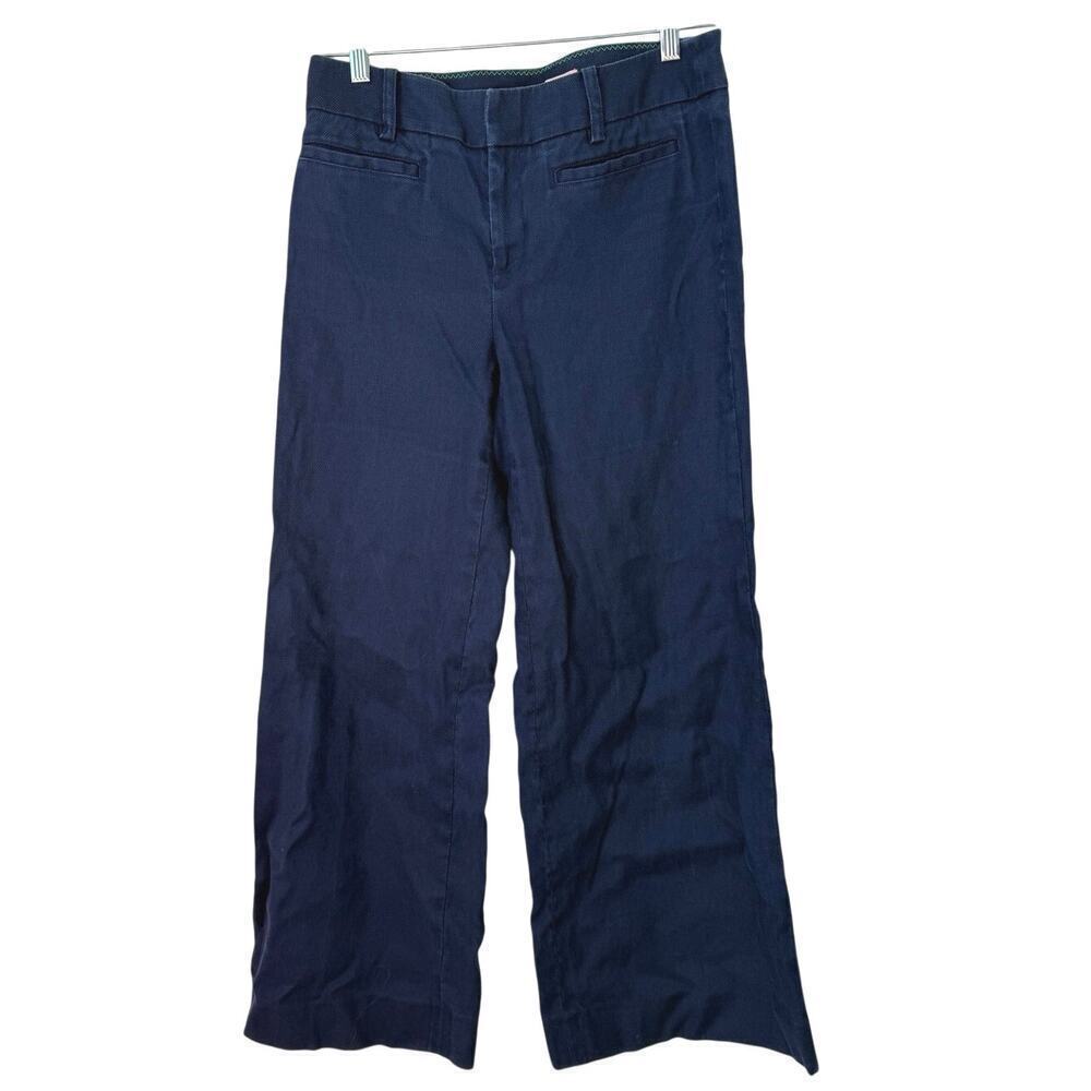 Lilly Pulitzer Wide Leg Blue Linen Cotton Blend Pants Size 10
